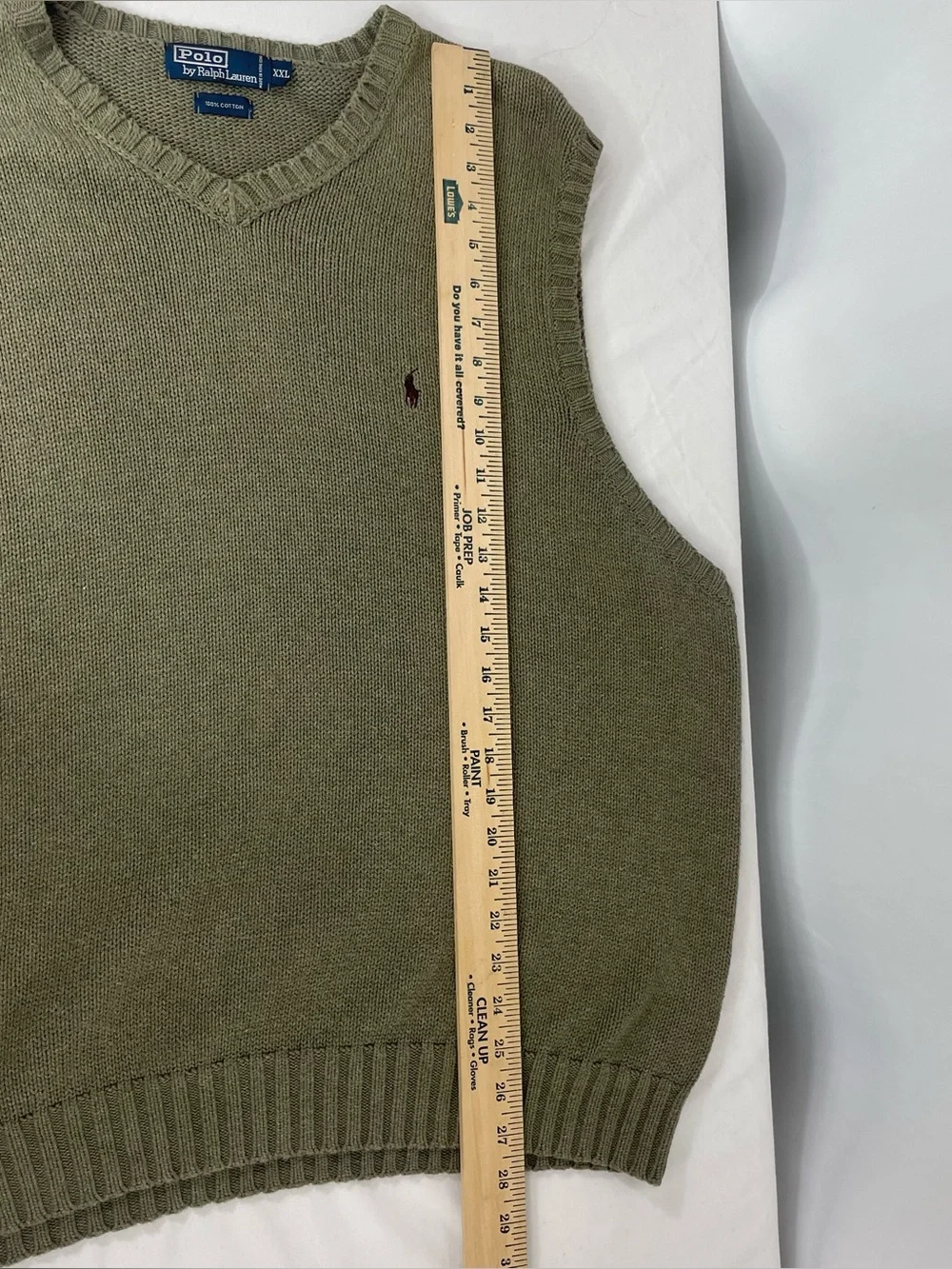 Vintage Polo Ralph Lauren Sweater Vest cotton Mens XXL Olive Green burgundy Pony